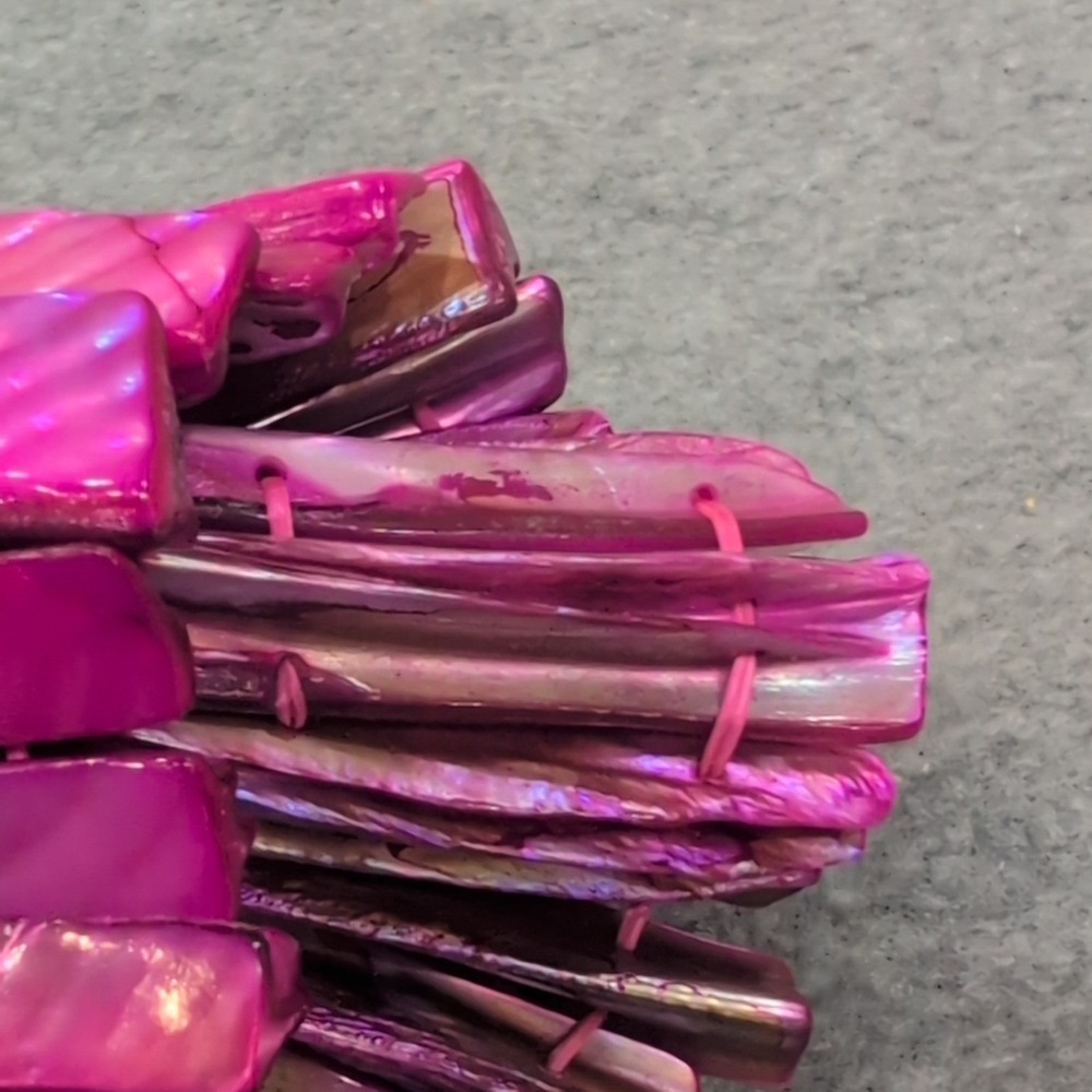 Bright Pink Shell Stretchy Bracelet Bohemian Beach‎ Vacation - Picture 4 of 4